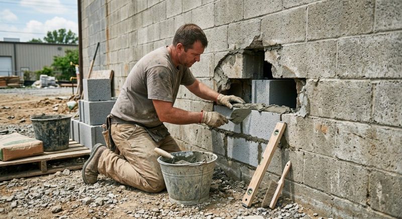 Cinder Block Wall Repair in Shawnee, KS