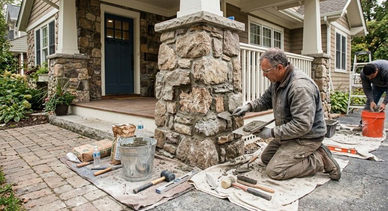 Stone Column Repair in Overland Park, KS