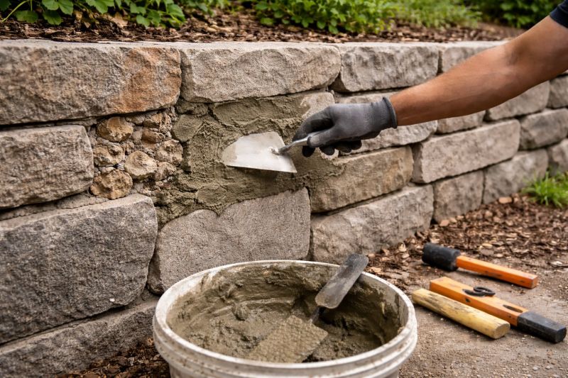 Stone Wall Repair in Louisburg, KS